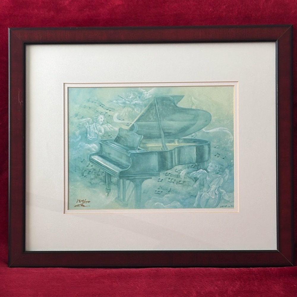 Lena Liu, Signed and Numbered, Grand Piano Art Print in Blue Tones